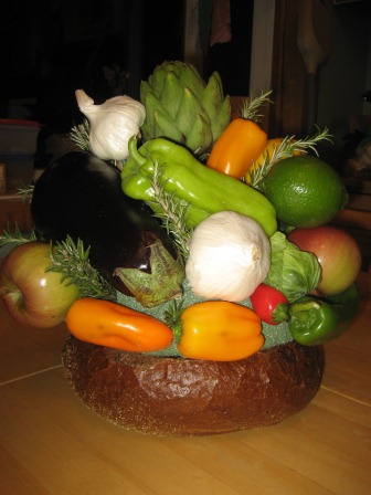 A novice attempt at vegetable arranging!