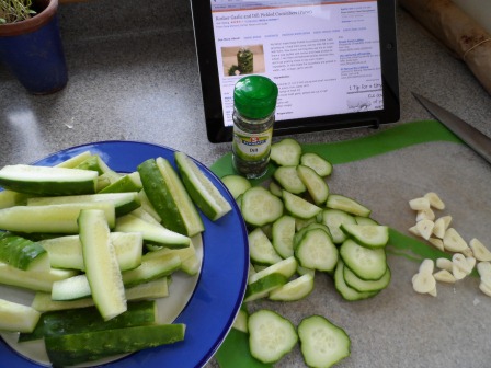 Pickling the cukes.