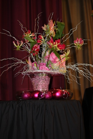 Richard Haslam's pink Christmas arrangement.