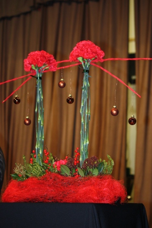 Richard Haslam's carnation table arrangement.