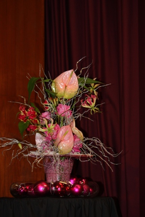 Richard Haslam's pink Christmas arrangement.
