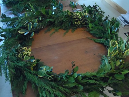 Adding some life to the wreath.