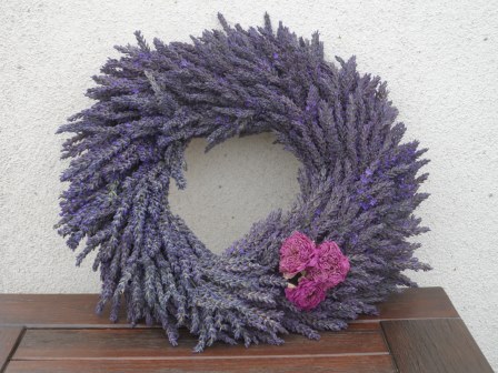 Lavender wreath with dried roses - all from the garden.