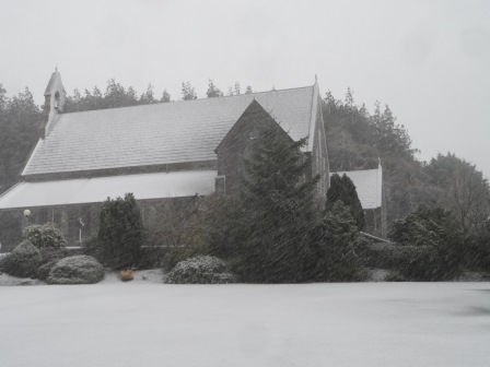 A church in Corduff, Carrickmacross being dusted with snow