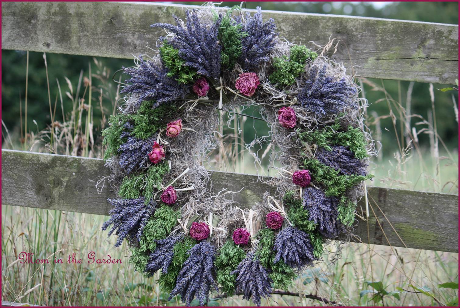 Lavender Wreath with roses and herbs