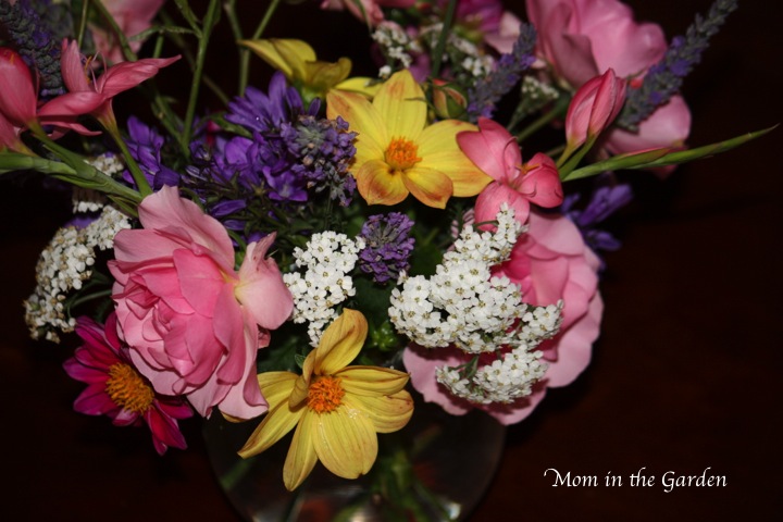 dahlias, roses, wild yarrow, lavender