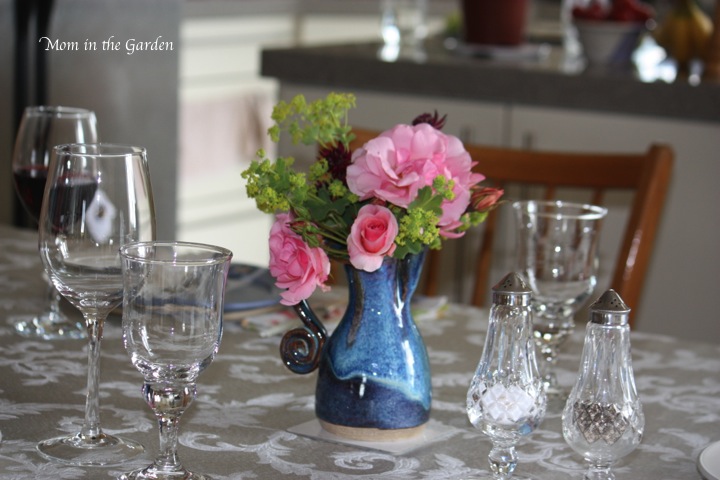 Special dinner with flowers on the table