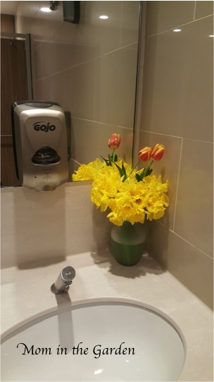 flowers in the airport restroom