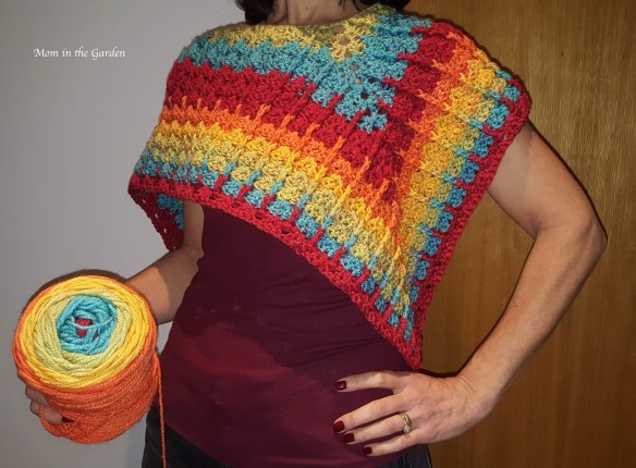 rainbow poncho half finished