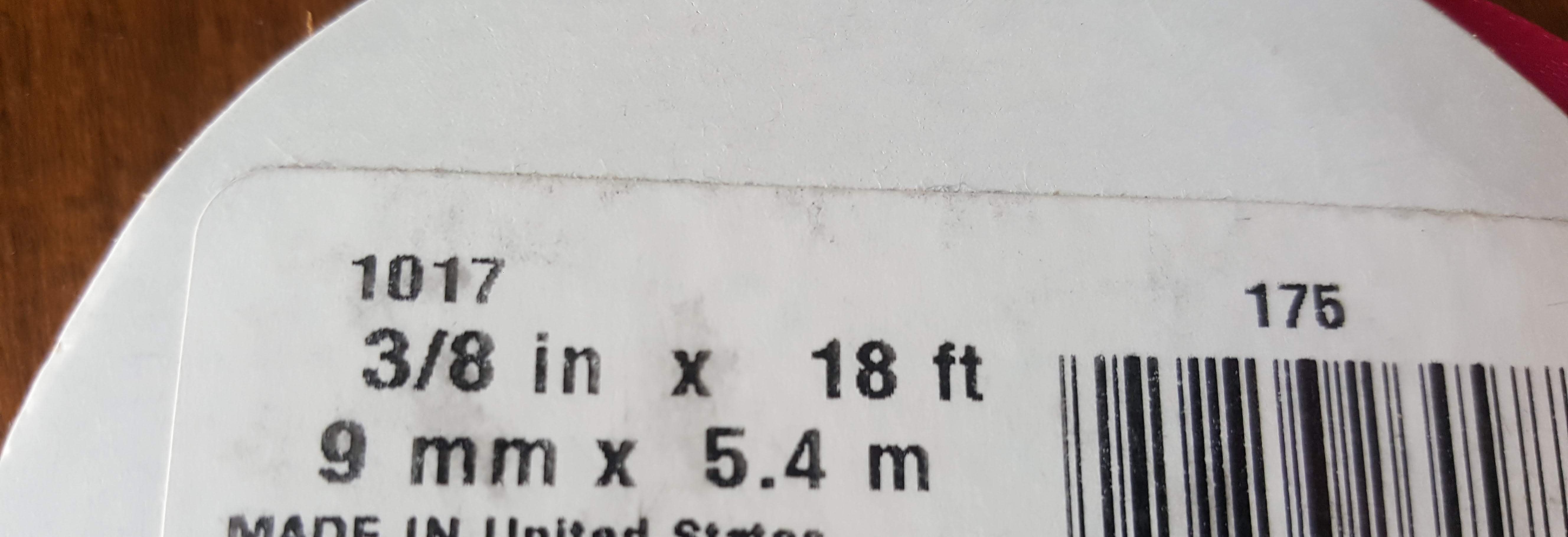 ribbon label: 3/8 inch x 18 ft.