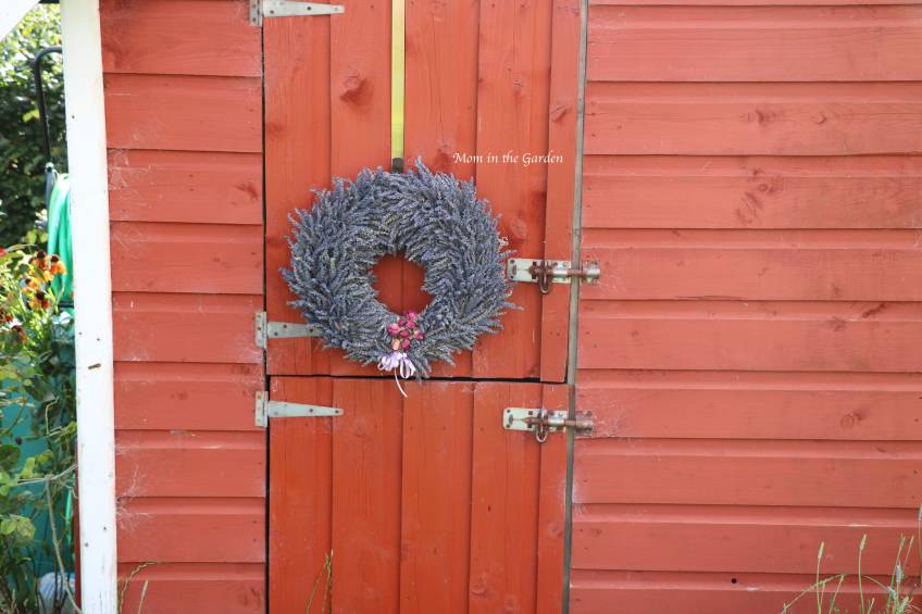 Completed Lavender Wreath on playhouse
