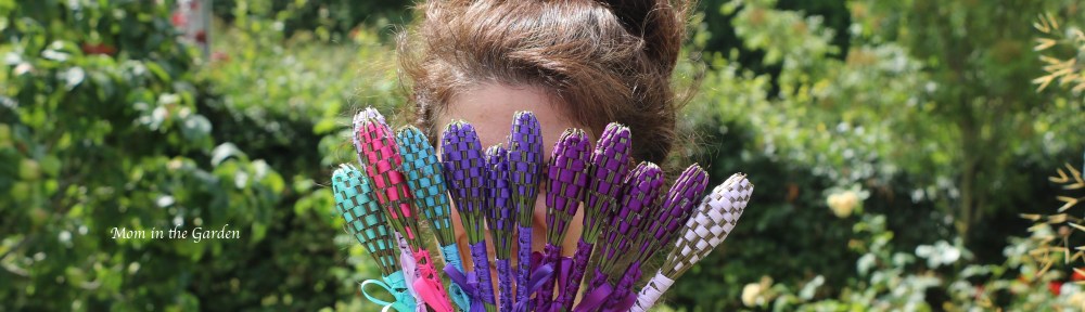 mom in the garden and lavender wands