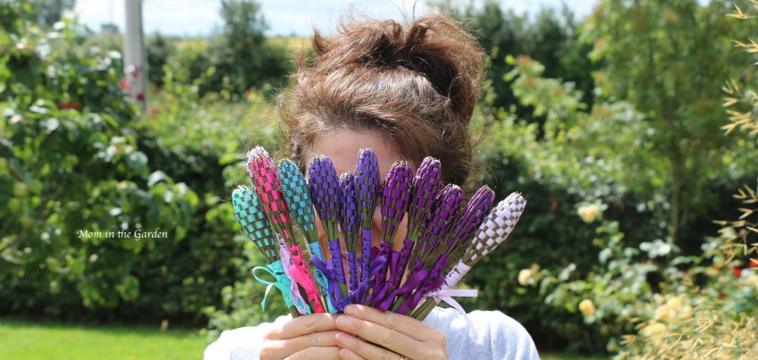mom in the garden and lavender wands
