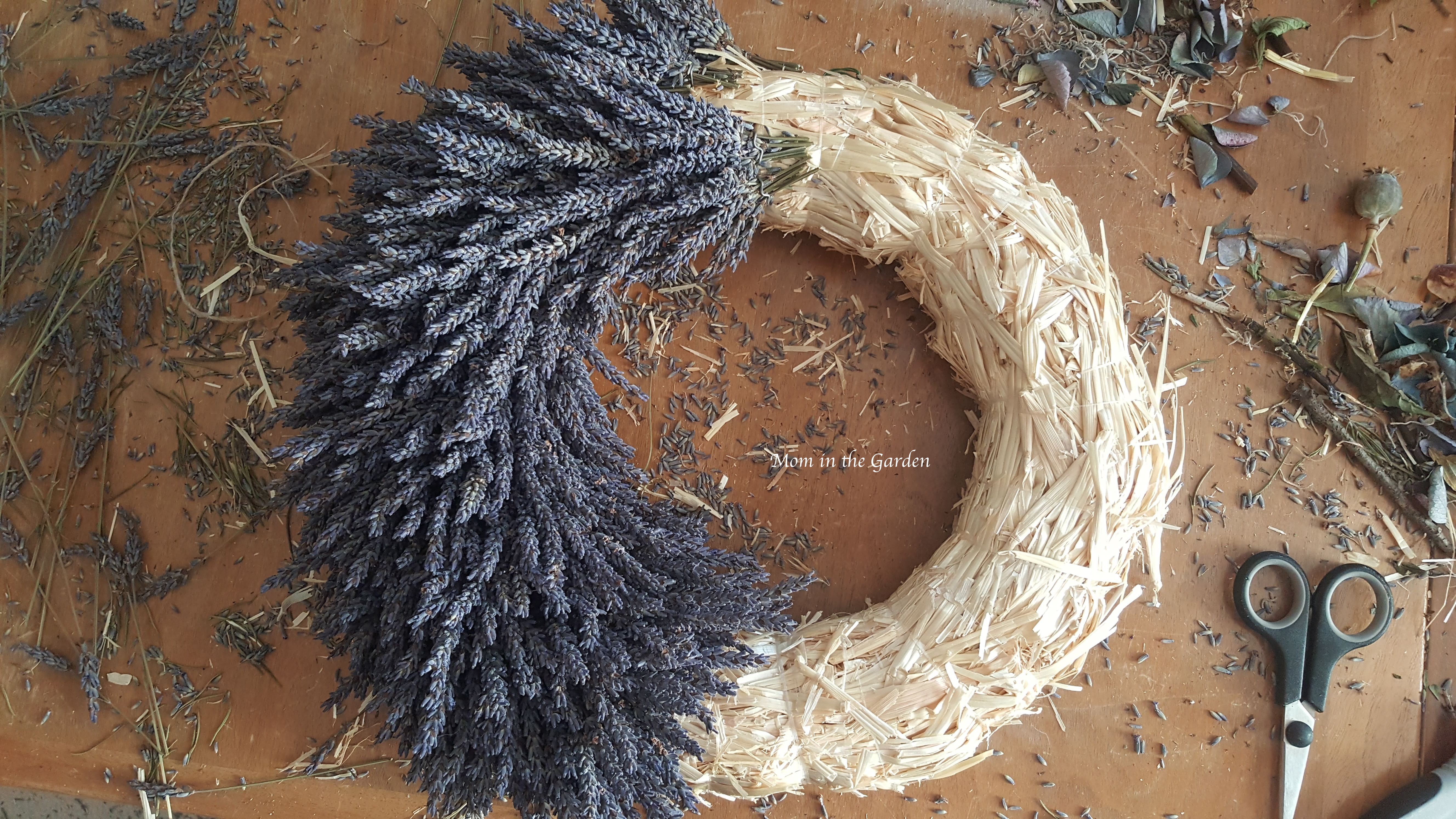 Lavender Wreath in progress - half way