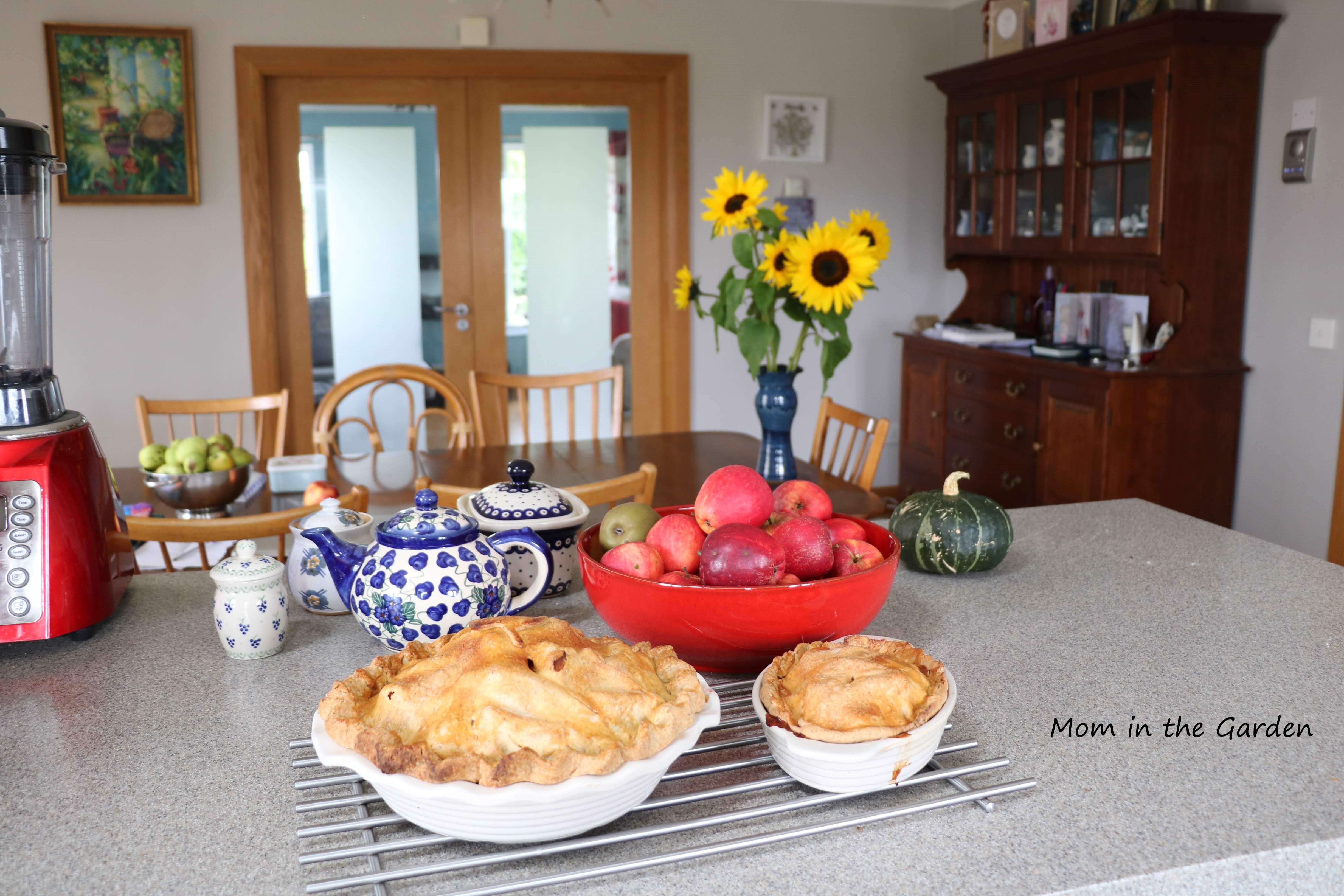 October apple pie and sunflowers