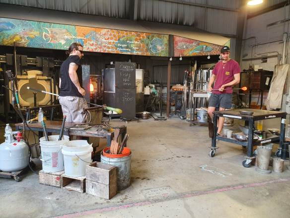 demonstration of blown glass at the 'hot shop'