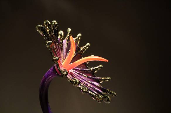 Silvered White Spotted Ikebana with Gilded Purple Stems, 2006