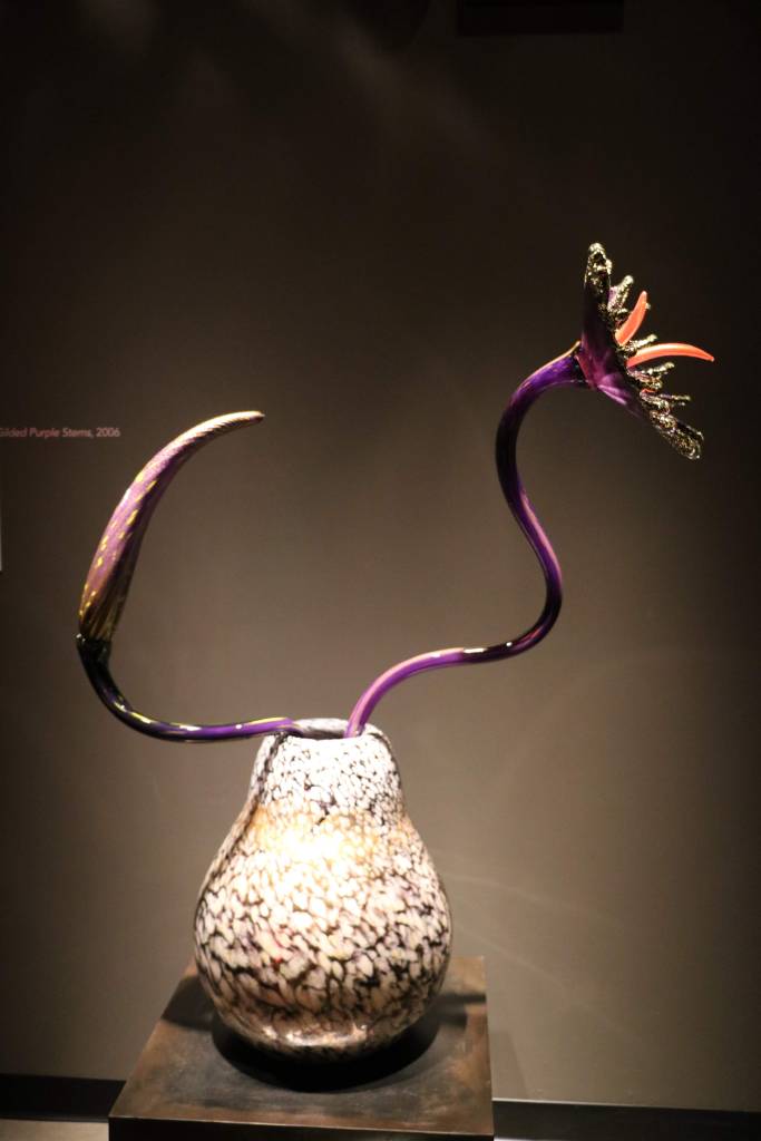 Silvered White Spotted Ikebana with Gilded Purple Stems, 2006