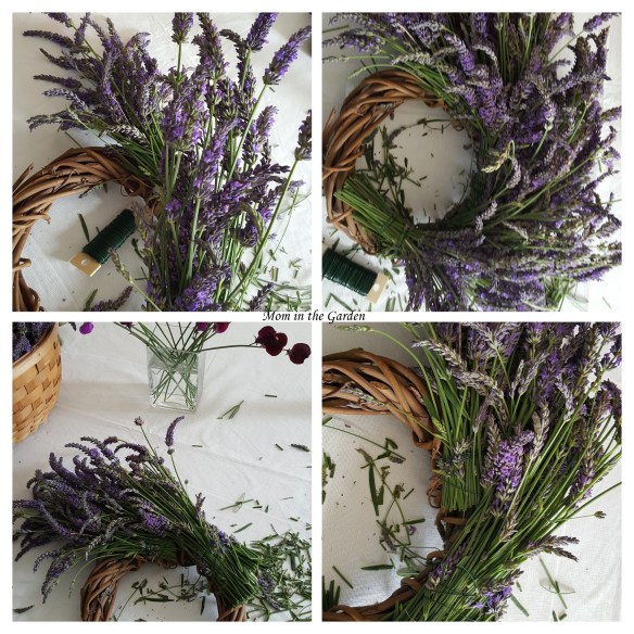 Lavender wreath in progress collage