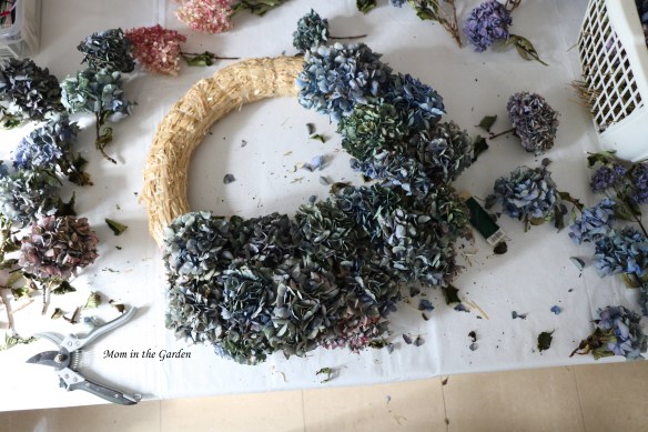 Hydrangea Wreath half finished