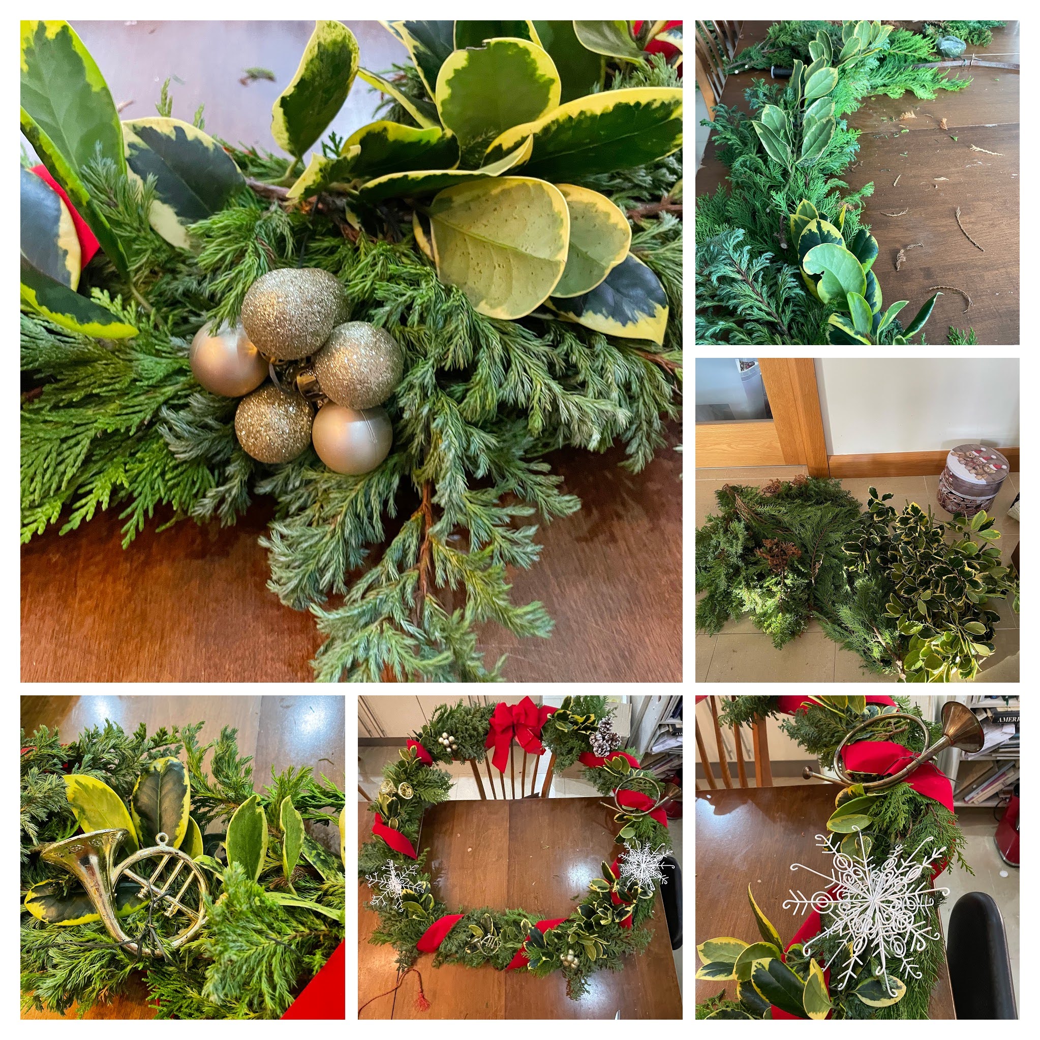 images from creating a Christmas wreath