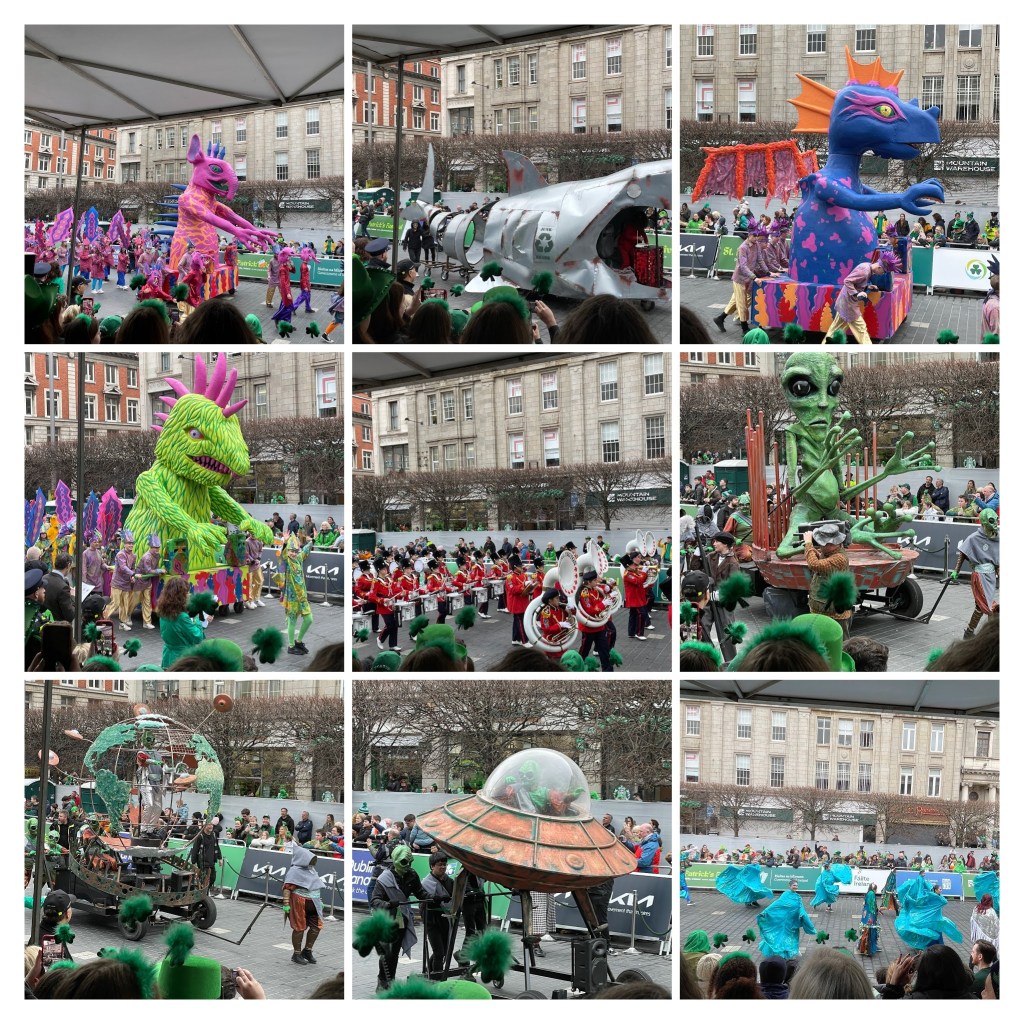 collage of pictures from St. Patrick's day parade in Dublin